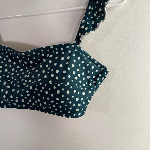 Summersalt Oasis Teal White Polka Dot Ruffle Bikini Top Size 8 - Picture 3 of 7